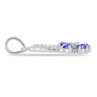 BUY 925 SILVER NATURAL TANZANITE GEMSTONE FLORAL PENDANT   